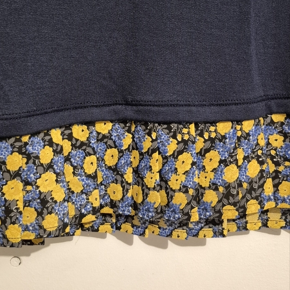 J. Crew Kids Navy Sweatshirt with Yellow Floral Trim - Picture 3 of 4